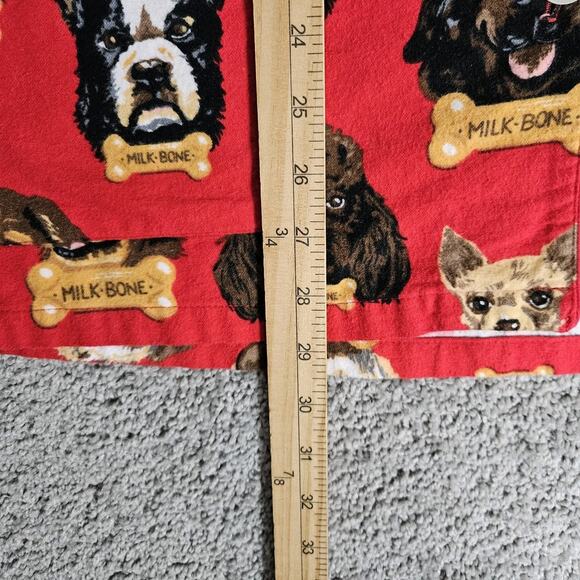 Nick & Nora Pajama Top Womens Medium Red Milk Bone AOP Dogs Button Up Flannel - Picture 10 of 15